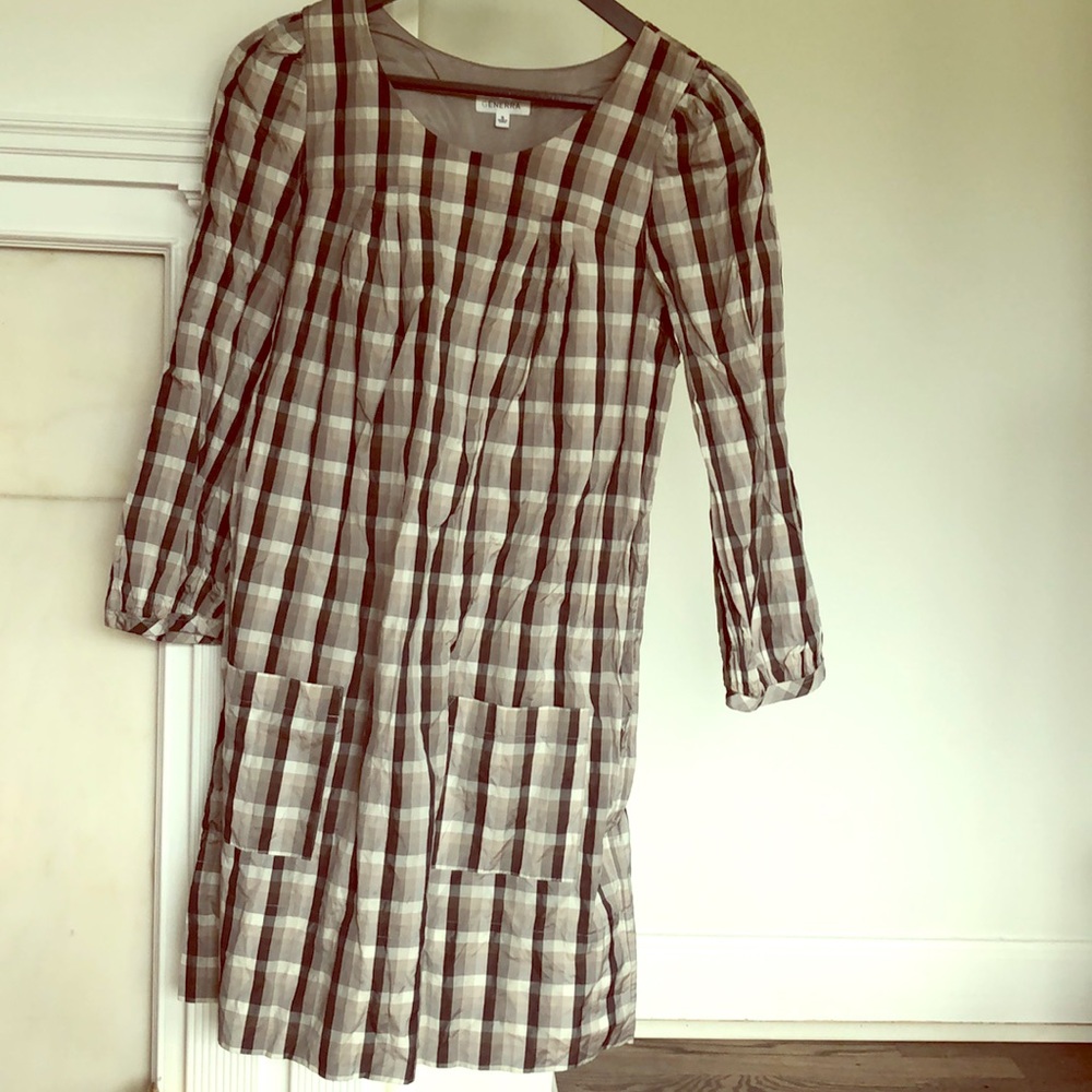 Generra Dress - Size S - plaid silk-like fabric